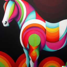 a horse, painting by Okuda San Miguel generated by DALL·E 2